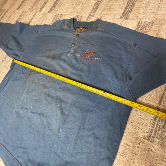 Vintage Made USA Harley Davidson Mens Long Sleeve Henley Shirt Blue HOG 3XL - Picture 16 of 16